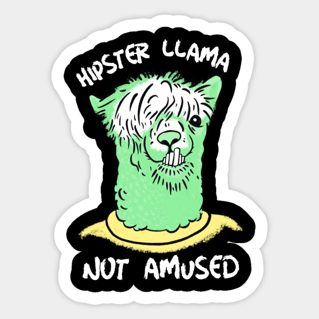 Hipster Llama Not Amused Sticker by The WYLD Tribe